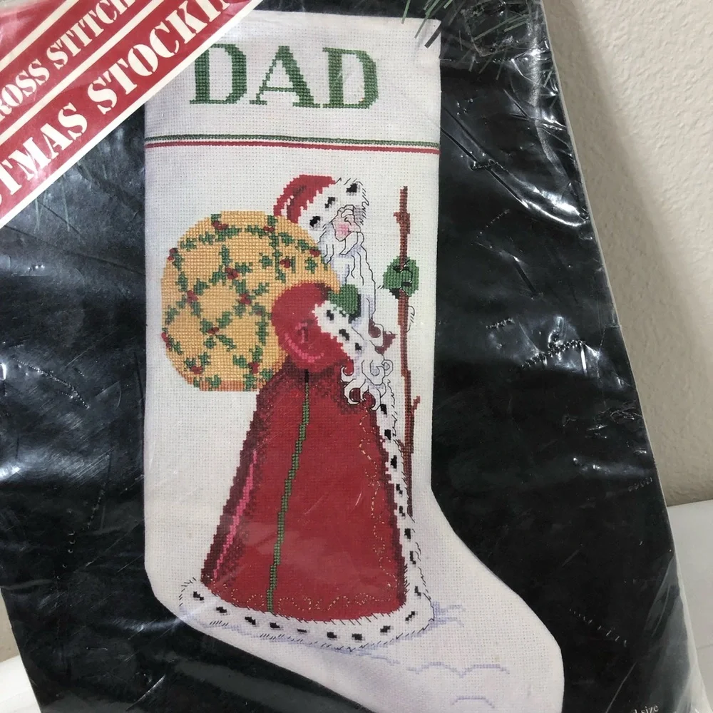 VTG Banar‎ Designs Cross Stitch Kit Christmas Santa Claus Stocking  DAD